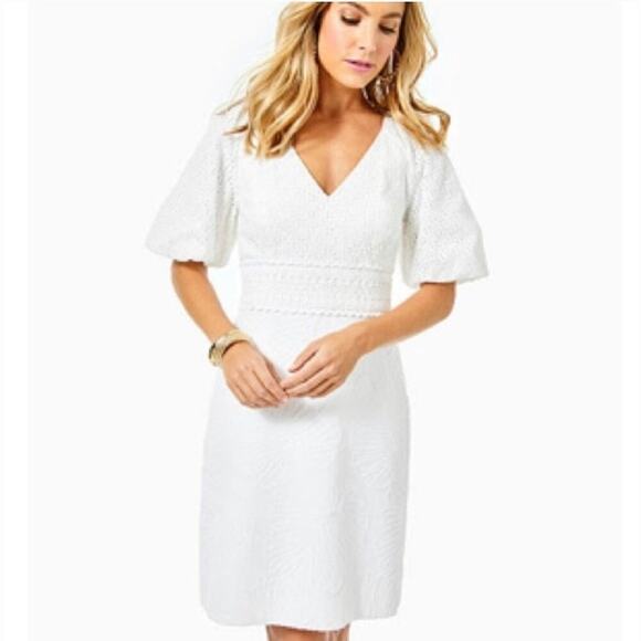 Lilly Pulitzer Dresses & Skirts - Lilly Pulitzer Jazlyn Dress size 0 Resort White Eyelet Jacquard